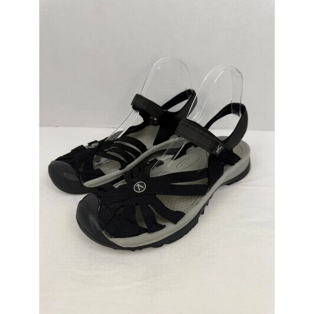 Keen Rose Sandals Womens 9 Black Gray Strappy Sport Hiking Water Shoes 1008783 - Picture 4 of 9